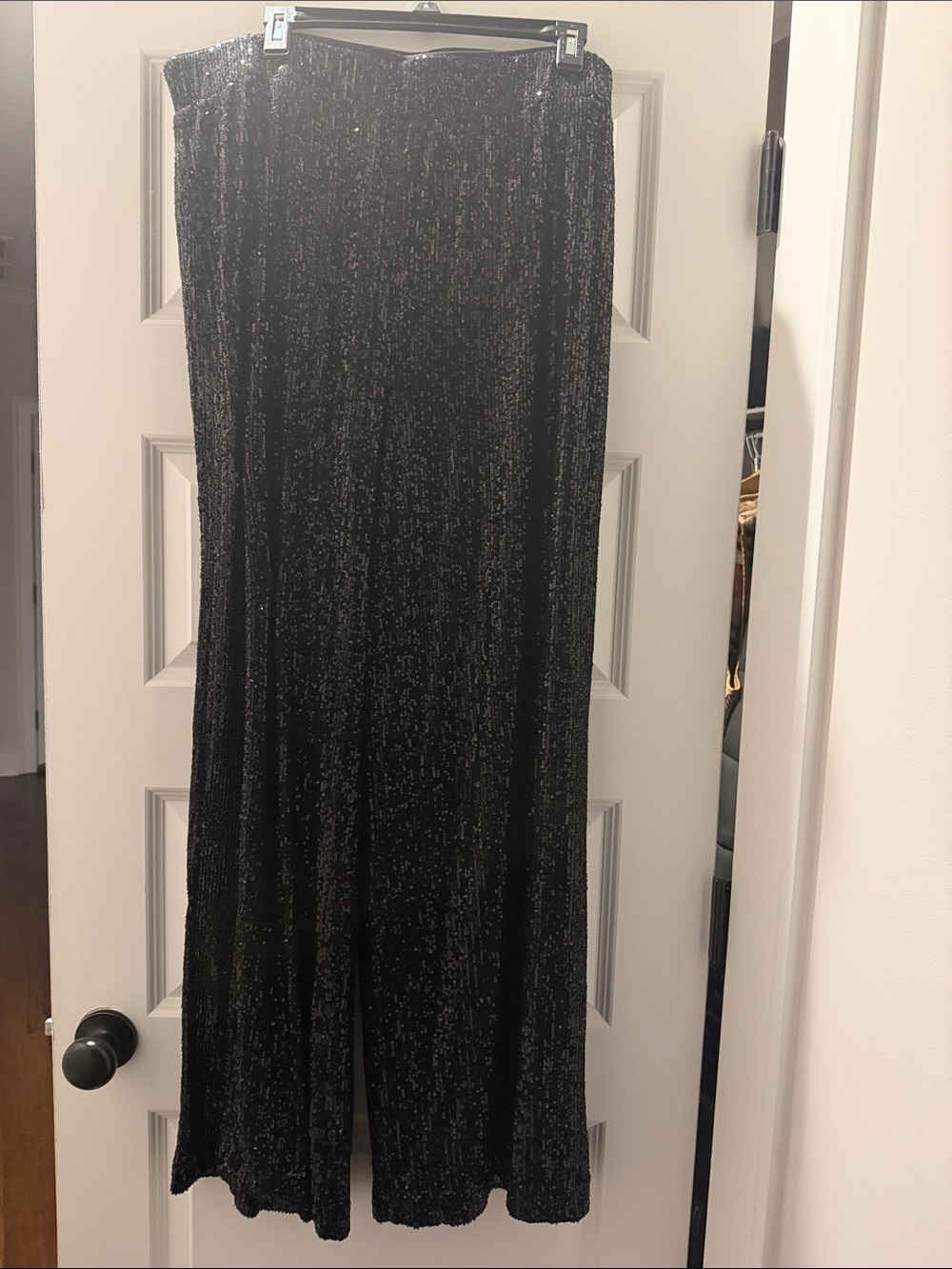 Chico's Black Sequin-Effect Wide Leg Pants